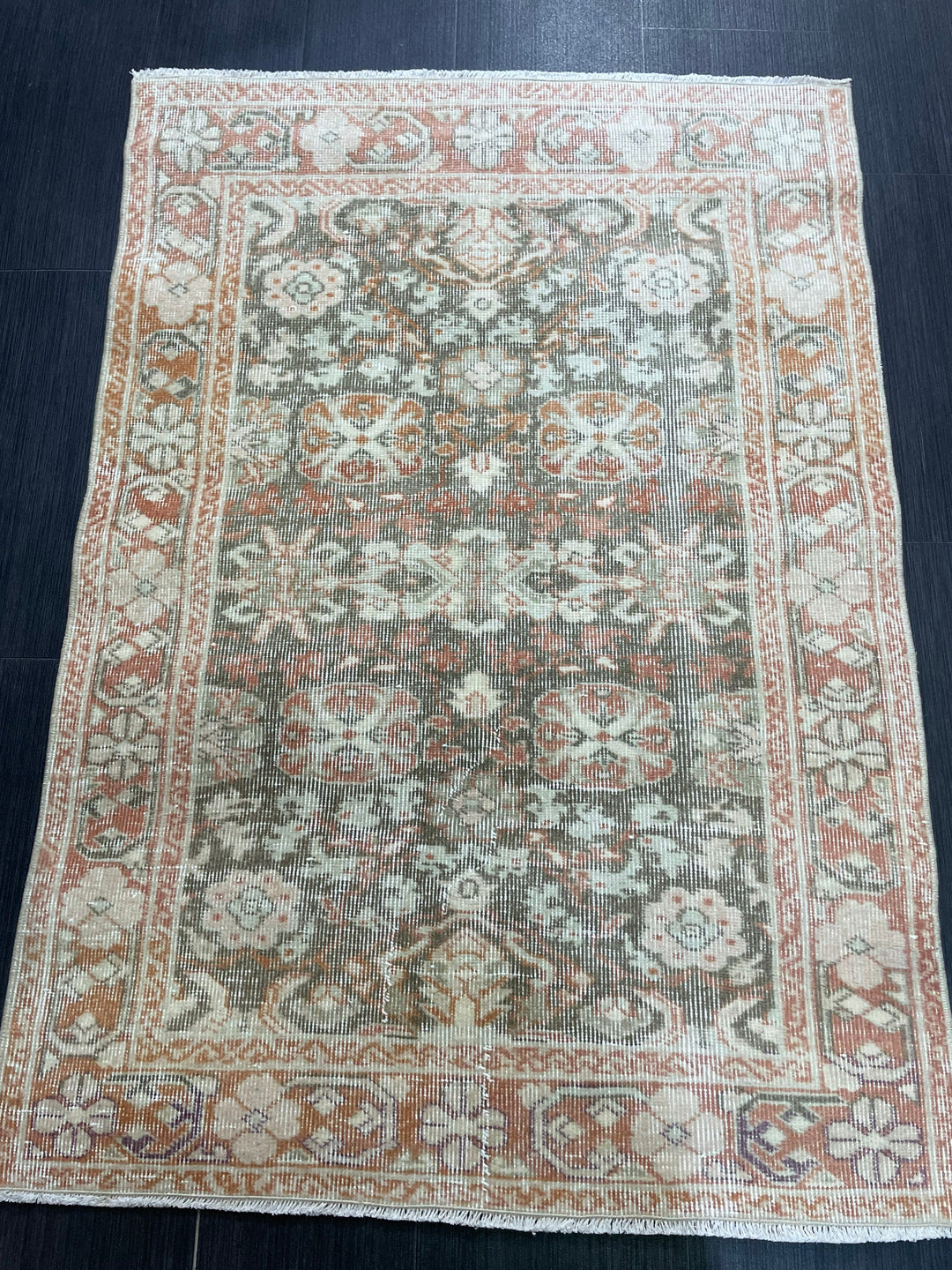 Rust Turkish Oushak Rug 3' 1" x 4' 5" Hand-Knotted pattern