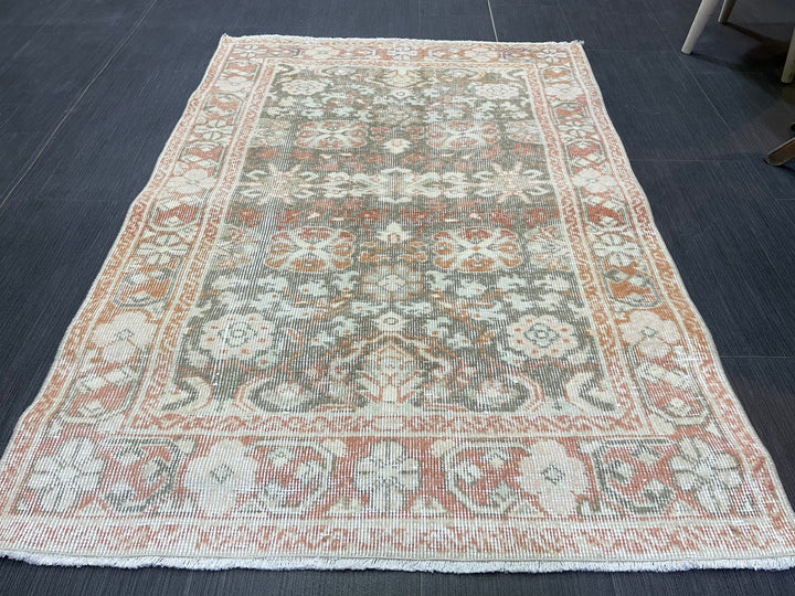 Rust Turkish Oushak Rug 3' 1" x 4' 5" Hand-Knotted field