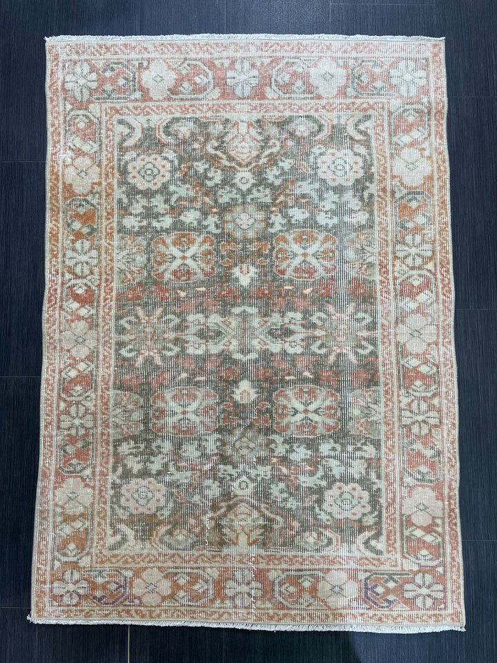 Rust Turkish Oushak Rug 3' 1" x 4' 5" Hand-Knotted texture