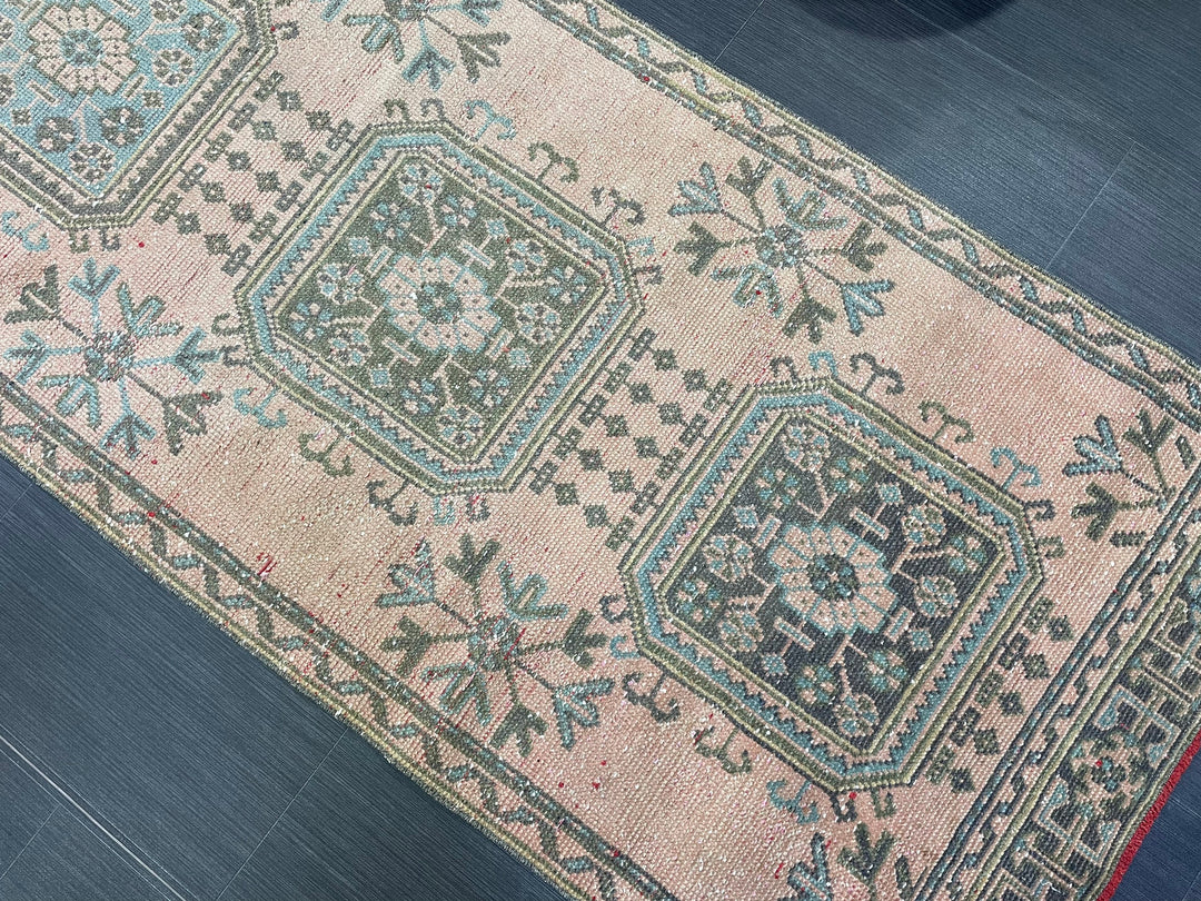 Beige Turkish Runner Rug 3' 1" x 11' 3" Hand-Knotted | No. WR36089
