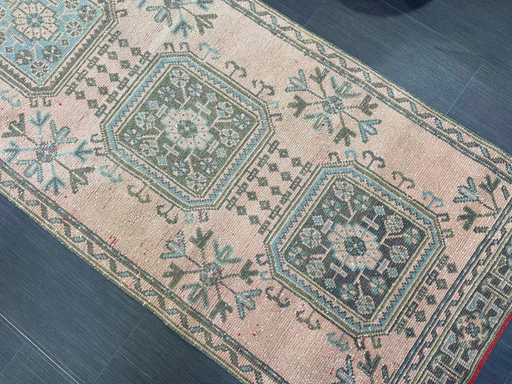 Beige Turkish Runner Rug 3' 1" x 11' 3" Hand-Knotted | No. WR36089