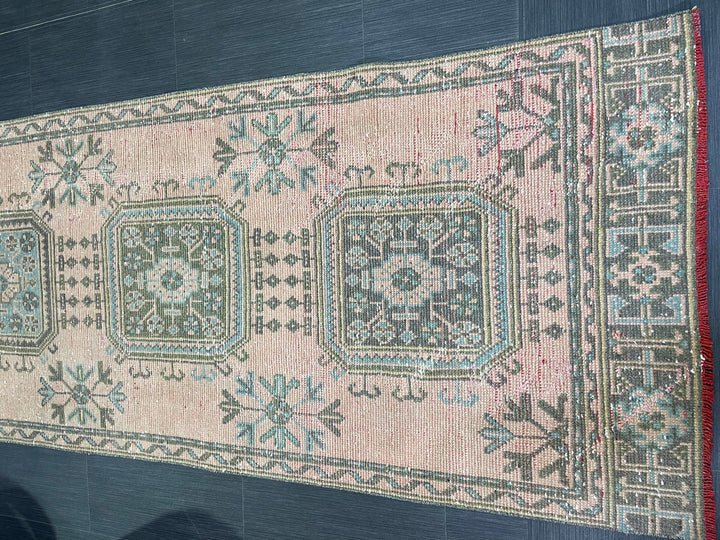 Beige Turkish Runner Rug 3' 1" x 11' 3" Hand-Knotted | No. WR36089
