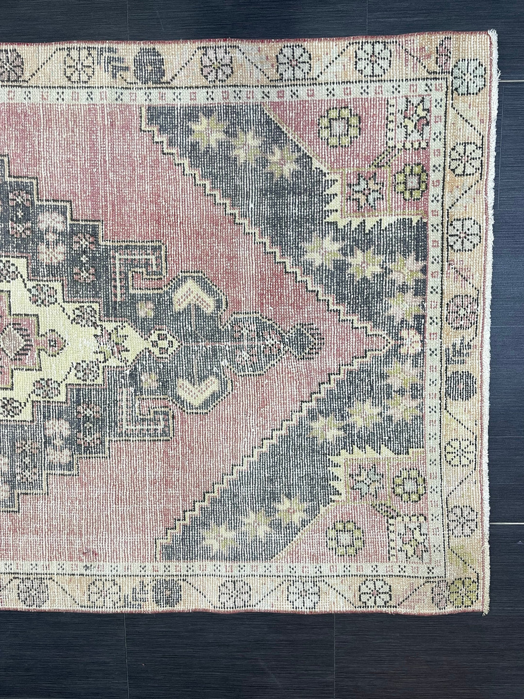 Beige Turkish Runner Rug 4' 3" x 8' 1" Hand-Knotted field