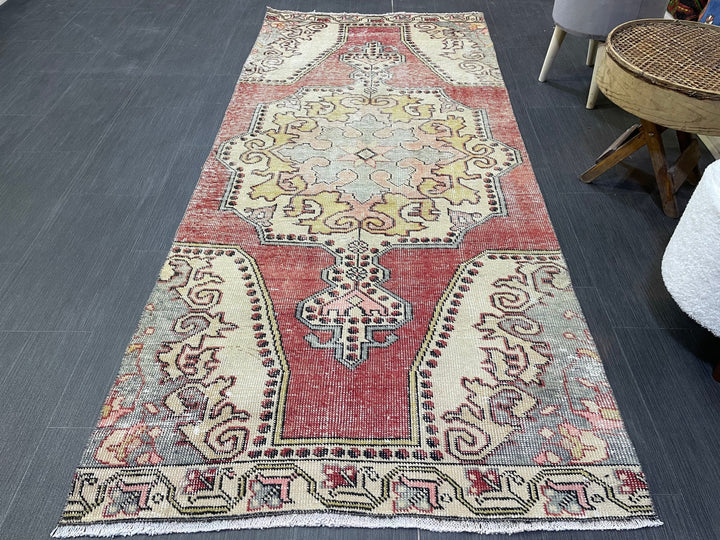 Rust Turkish Runner Rug 3' 3" x 7' 7" Hand-Knotted field