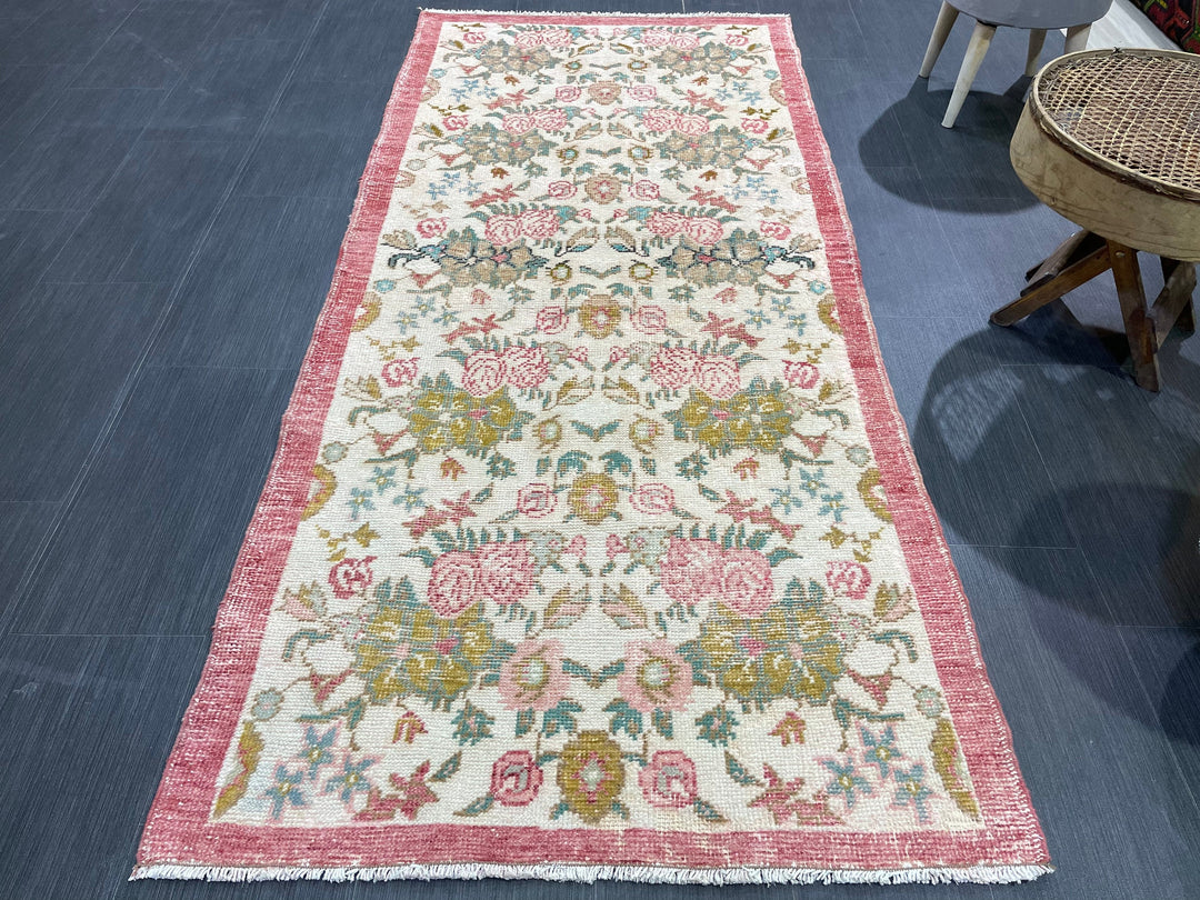 Rust Turkish Runner Rug 3' 2" x 7' 2" Hand-Knotted field
