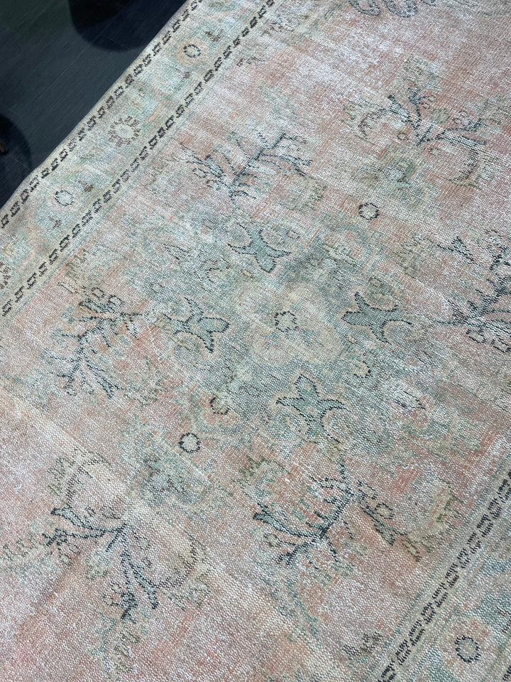 Pink Turkish Oushak Rug 5' 9" x 9' 2" Hand-Knotted view