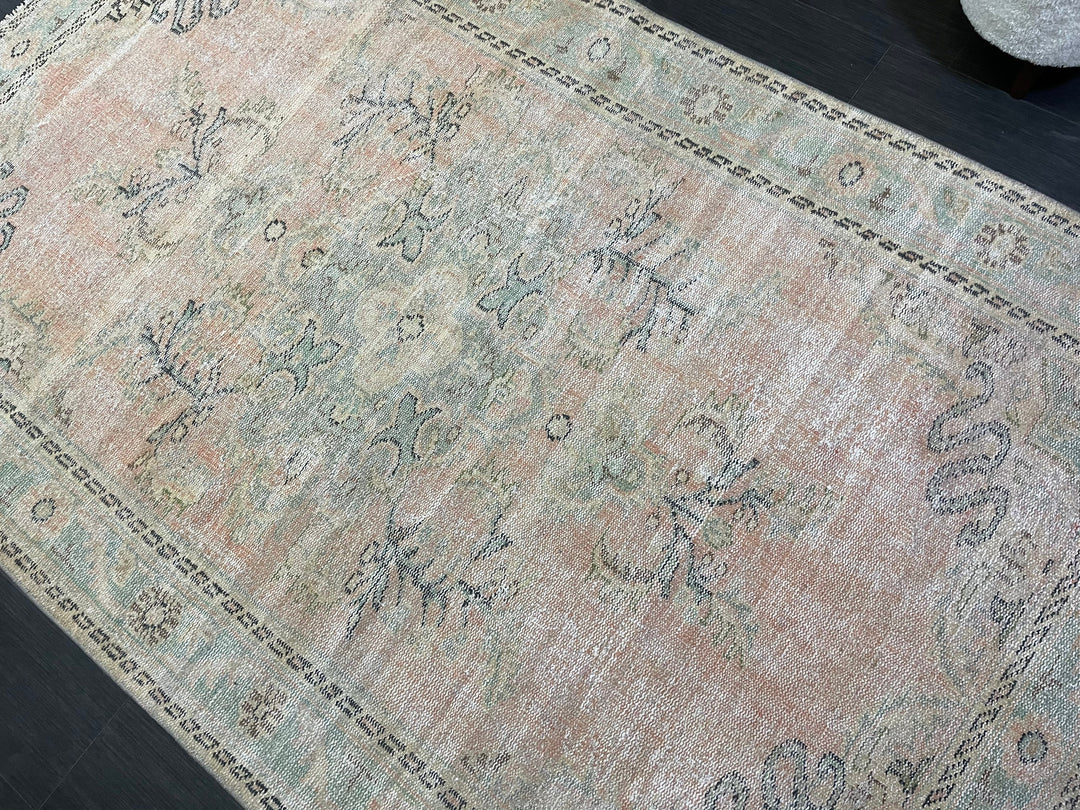 Pink Turkish Oushak Rug 5' 9" x 9' 2" Hand-Knotted reverse