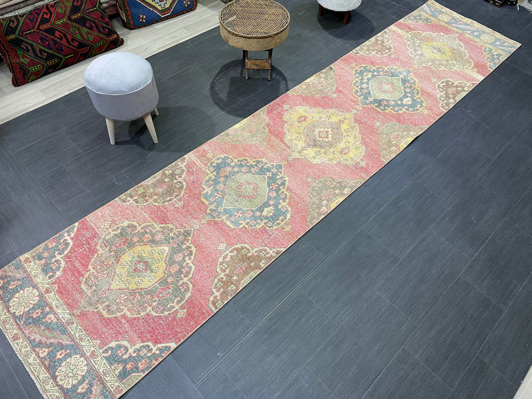 Turkish Runner Rug 2' 9" x 12' 8" Hand-Knotted