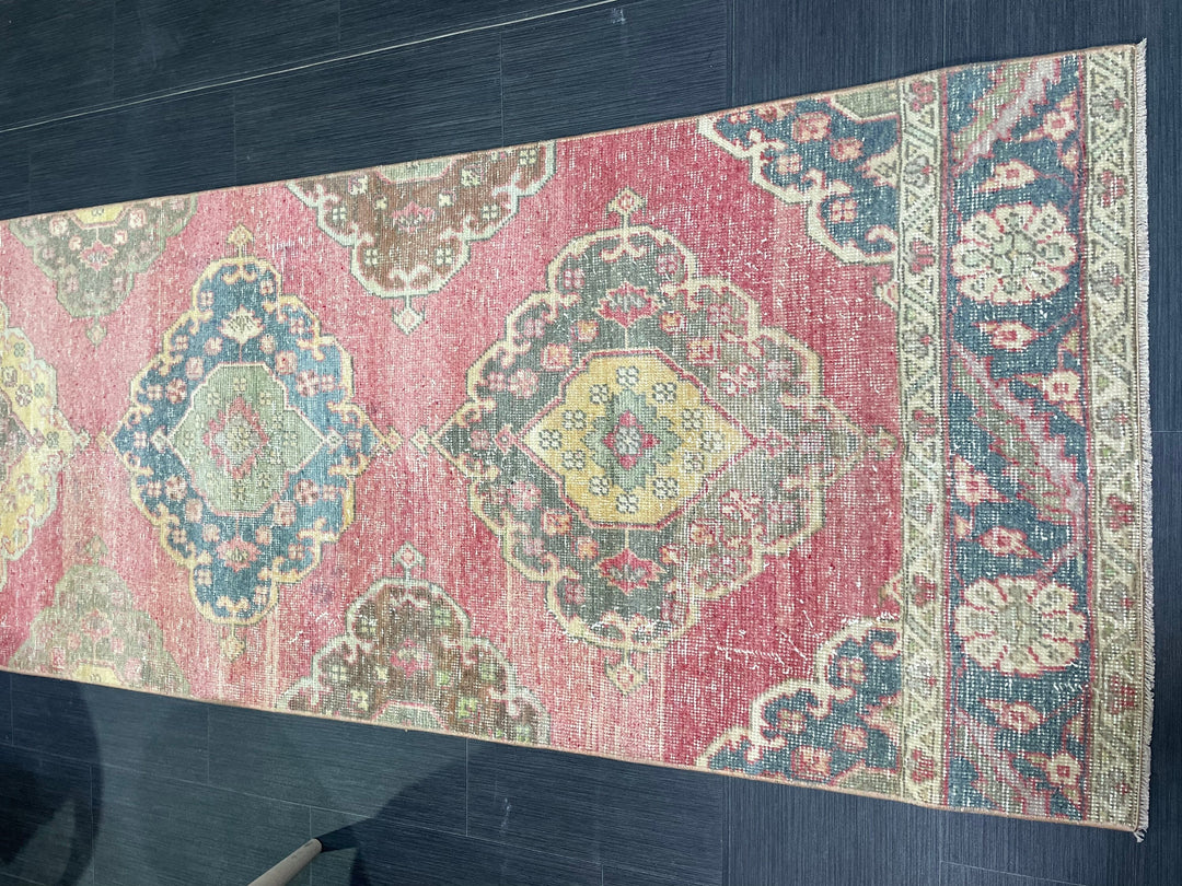 Turkish Runner Rug 2' 9" x 12' 8" Hand-Knotted reverse