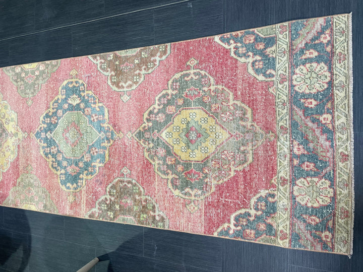 Turkish Runner Rug 2' 9" x 12' 8" Hand-Knotted reverse