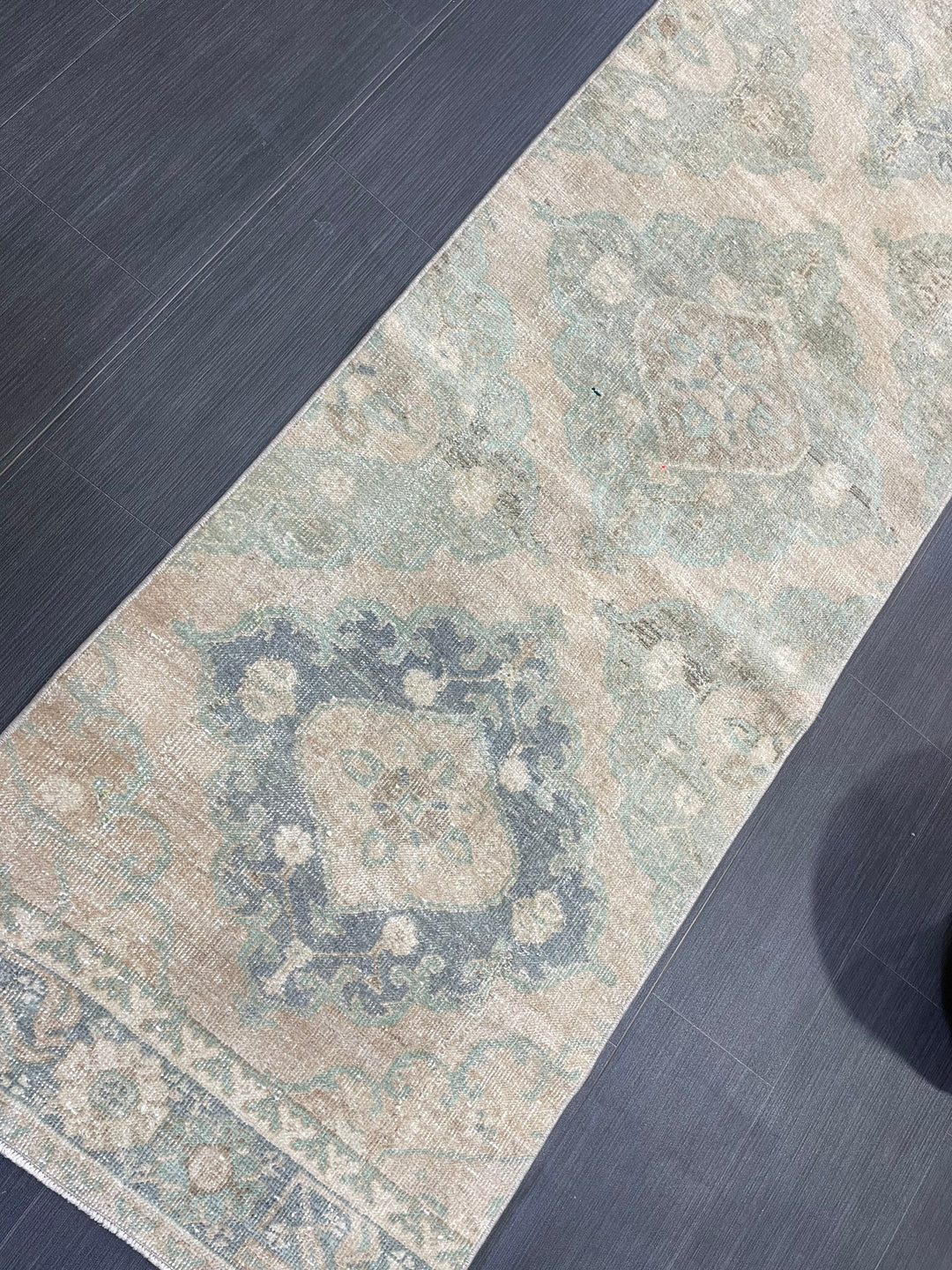 Beige Turkish Runner Rug 2' 6" x 12' 7" Hand-Knotted border