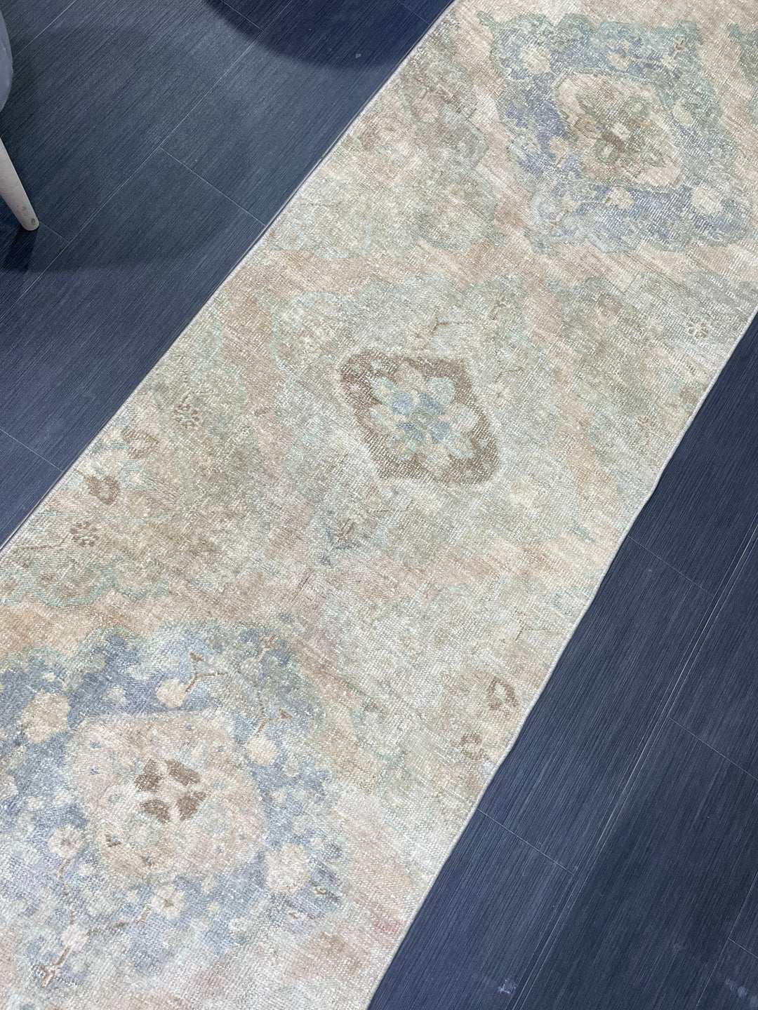 Beige Turkish Runner Rug 2' 6" x 12' 7" Hand-Knotted reverse