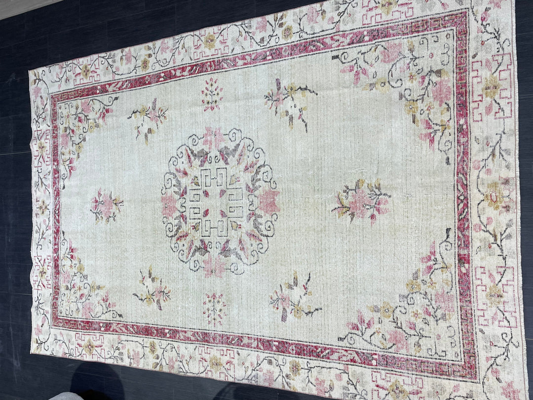 Rust Turkish Oushak Rug 6' 2" x 9' 3" Hand-Knotted field