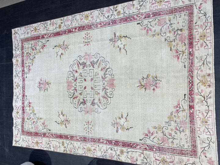 Rust Turkish Oushak Rug 6' 2" x 9' 3" Hand-Knotted field