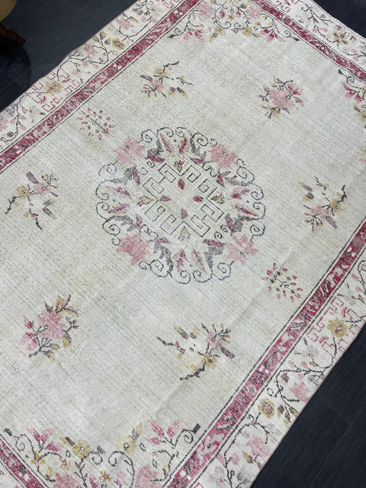 Rust Turkish Oushak Rug 6' 2" x 9' 3" Hand-Knotted reverse