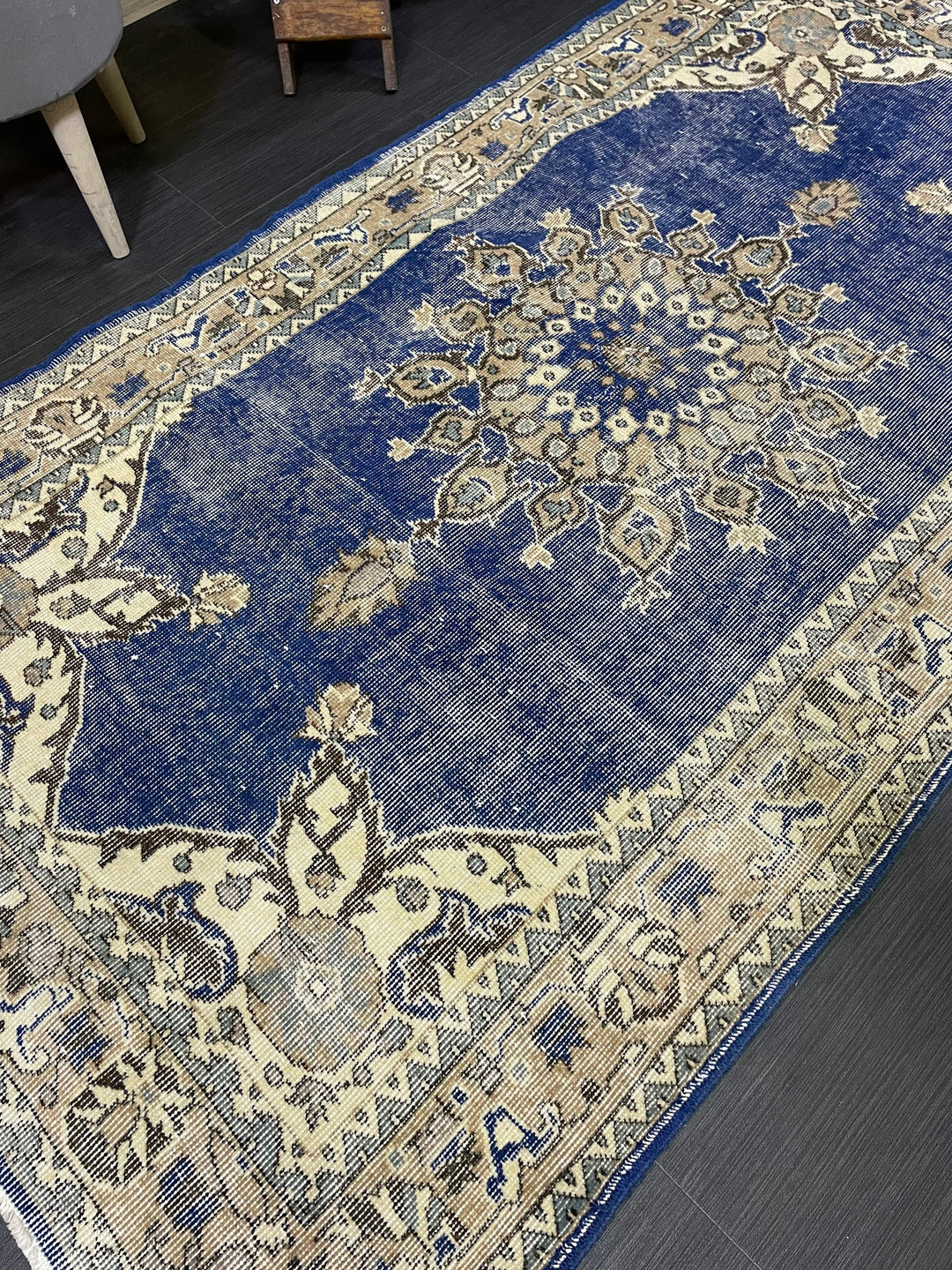 Blue Turkish Oushak Rug 3' 9" x 7' Hand-Knotted | No. WR12709