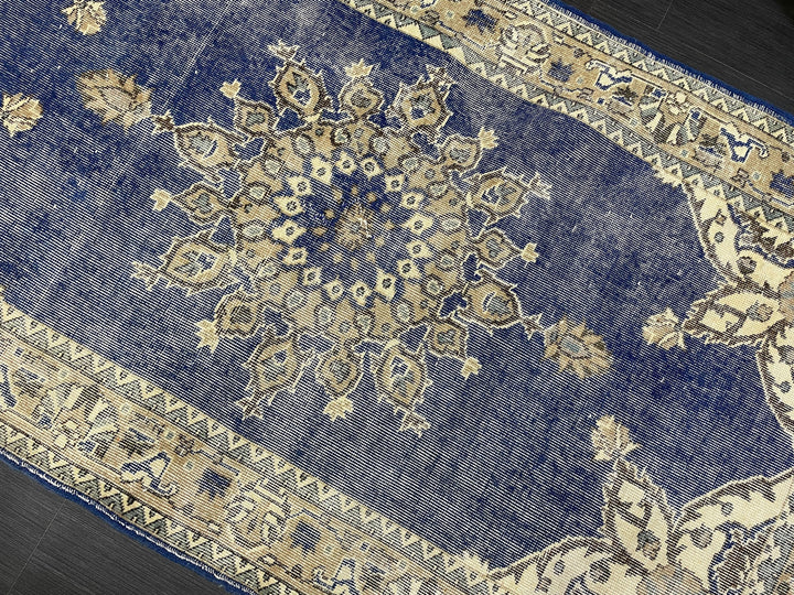 Blue Turkish Oushak Rug 3' 9" x 7' Hand-Knotted | No. WR12709