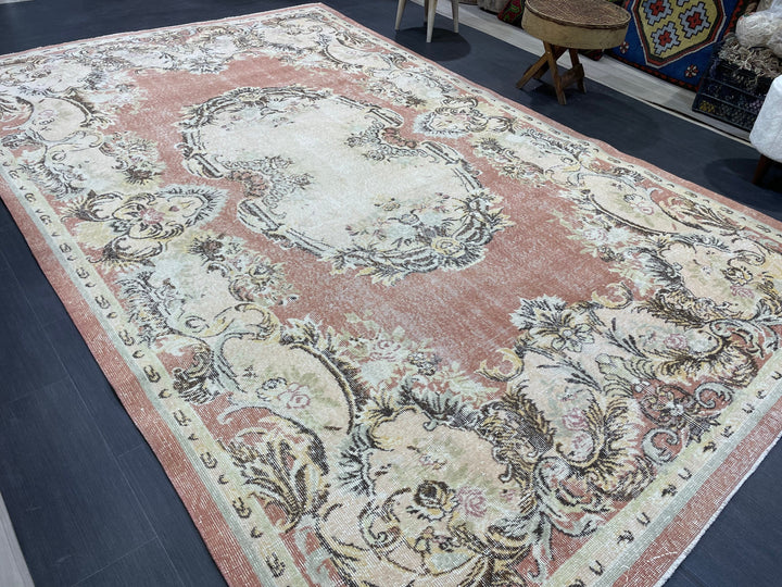 Rust Turkish Oushak Rug 6' 10" x 10' 9" Hand-Knotted