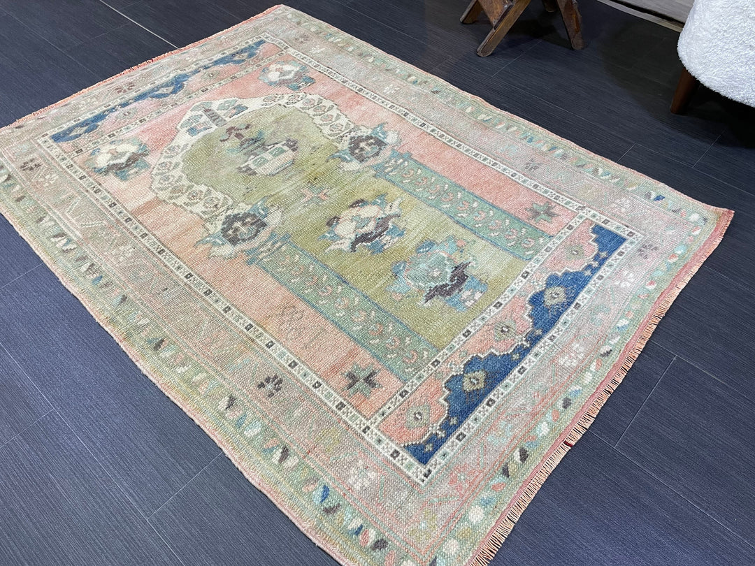 Beige Turkish Runner Rug 3' 1" x 4' 2" Hand-Knotted