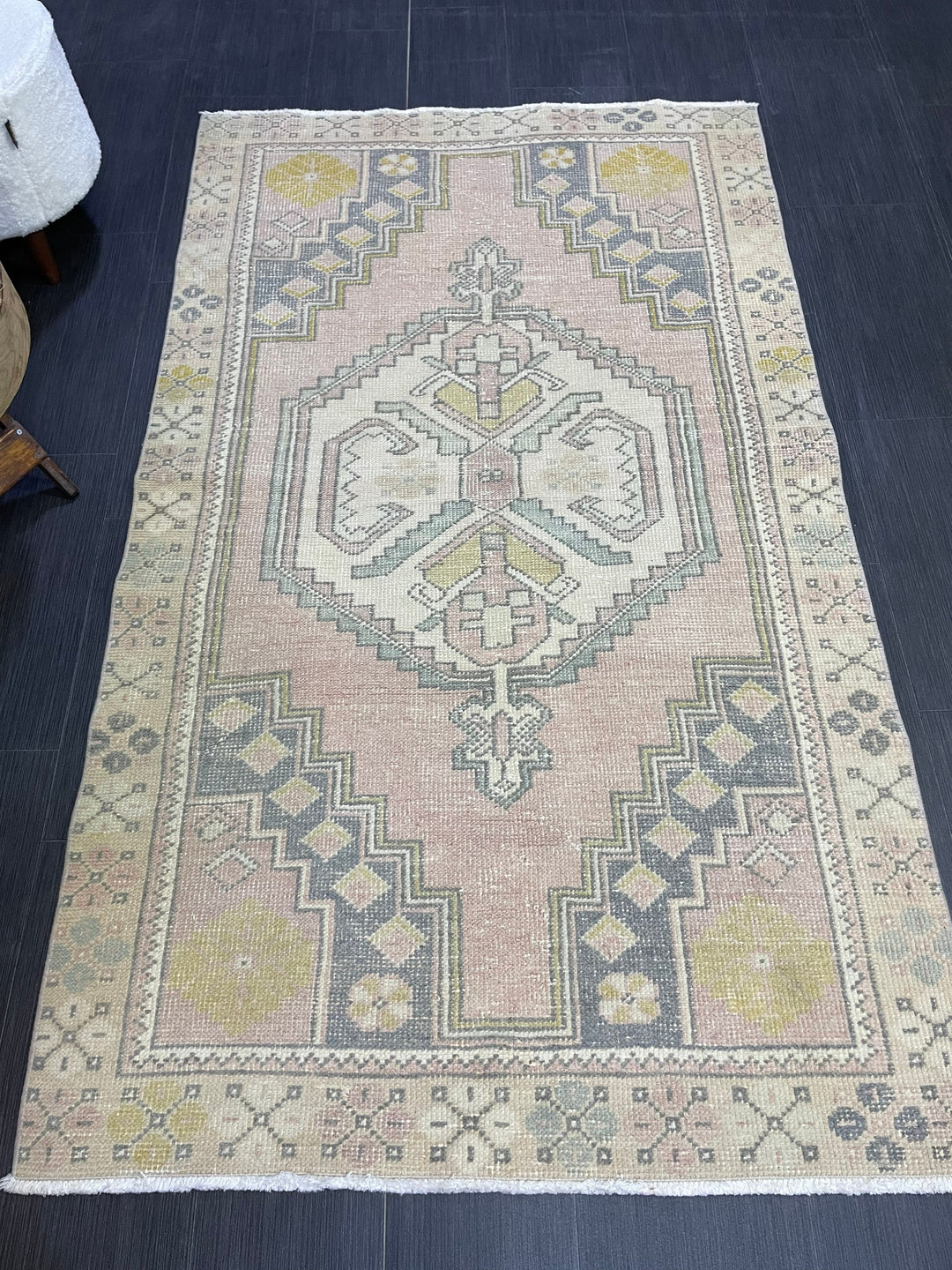 Beige Turkish Oushak Rug 3' 7" x 6' 1" Hand-Knotted view