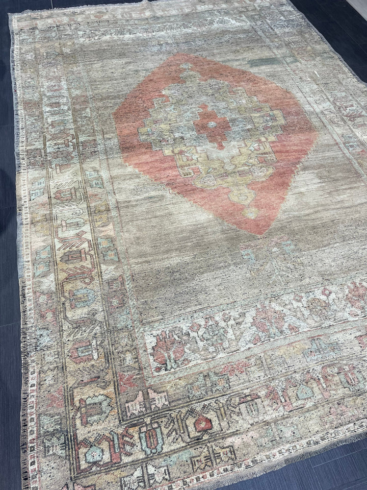 Beige Turkish Oushak Rug 5' 10" x 8' 9" Hand-Knotted | No. WR32976