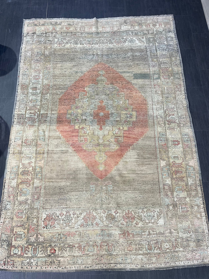 Beige Turkish Oushak Rug 5' 10" x 8' 9" Hand-Knotted | No. WR32976