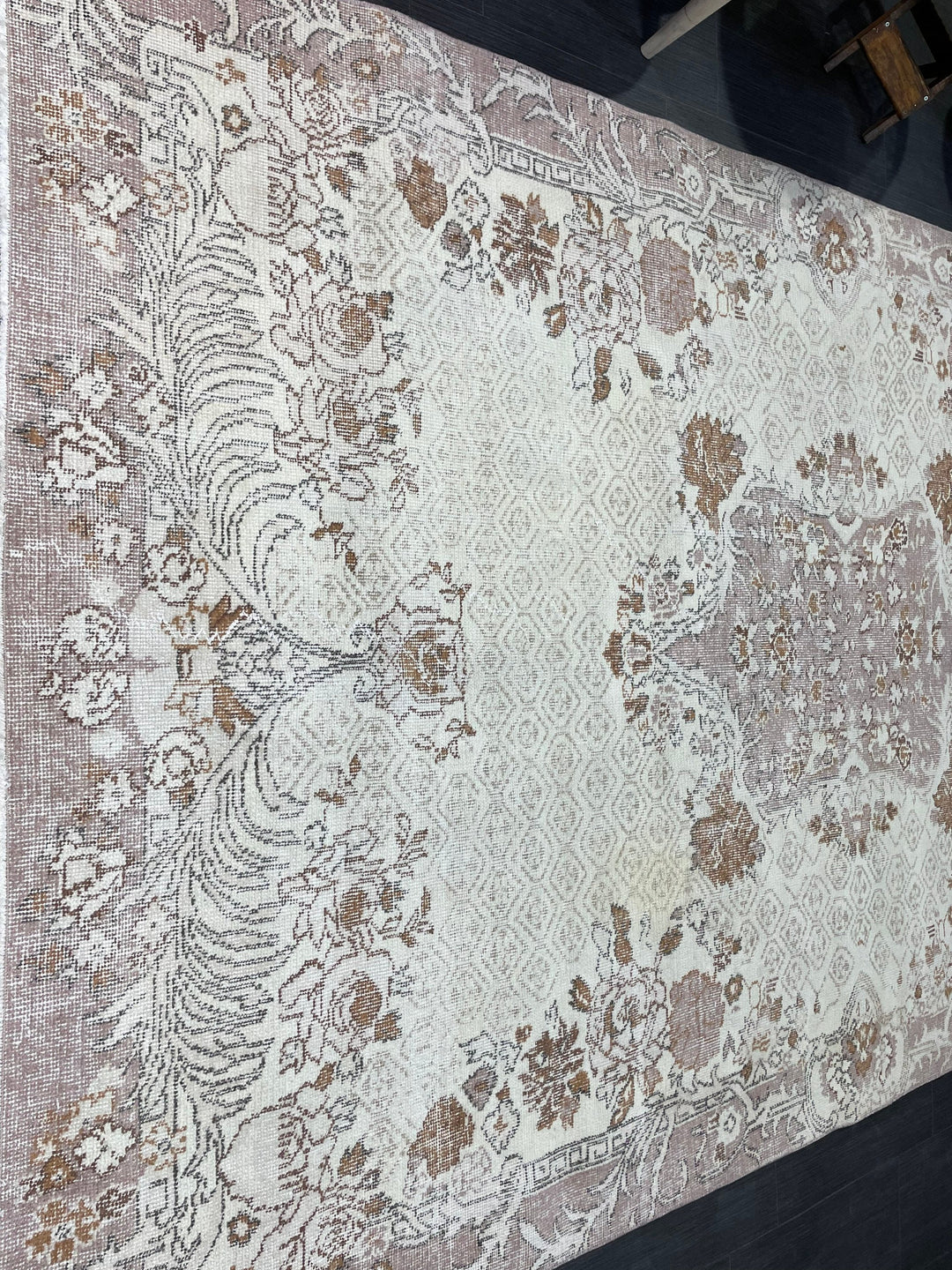 Beige Turkish Runner Rug 5' 10" x 9' 4" Hand-Knotted | No. WR72595