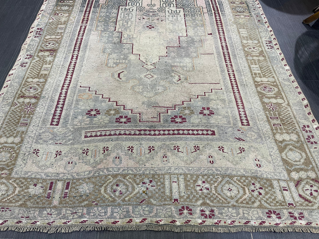 Rust Turkish Oushak Rug 4' 3" x 7' 6" Hand-Knotted close-up