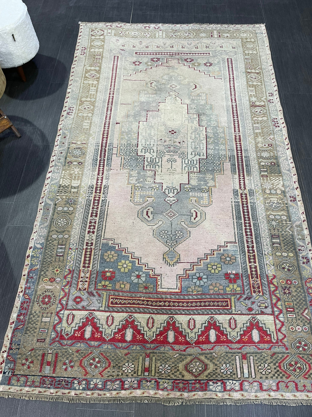 Rust Turkish Oushak Rug 4' 3" x 7' 6" Hand-Knotted field