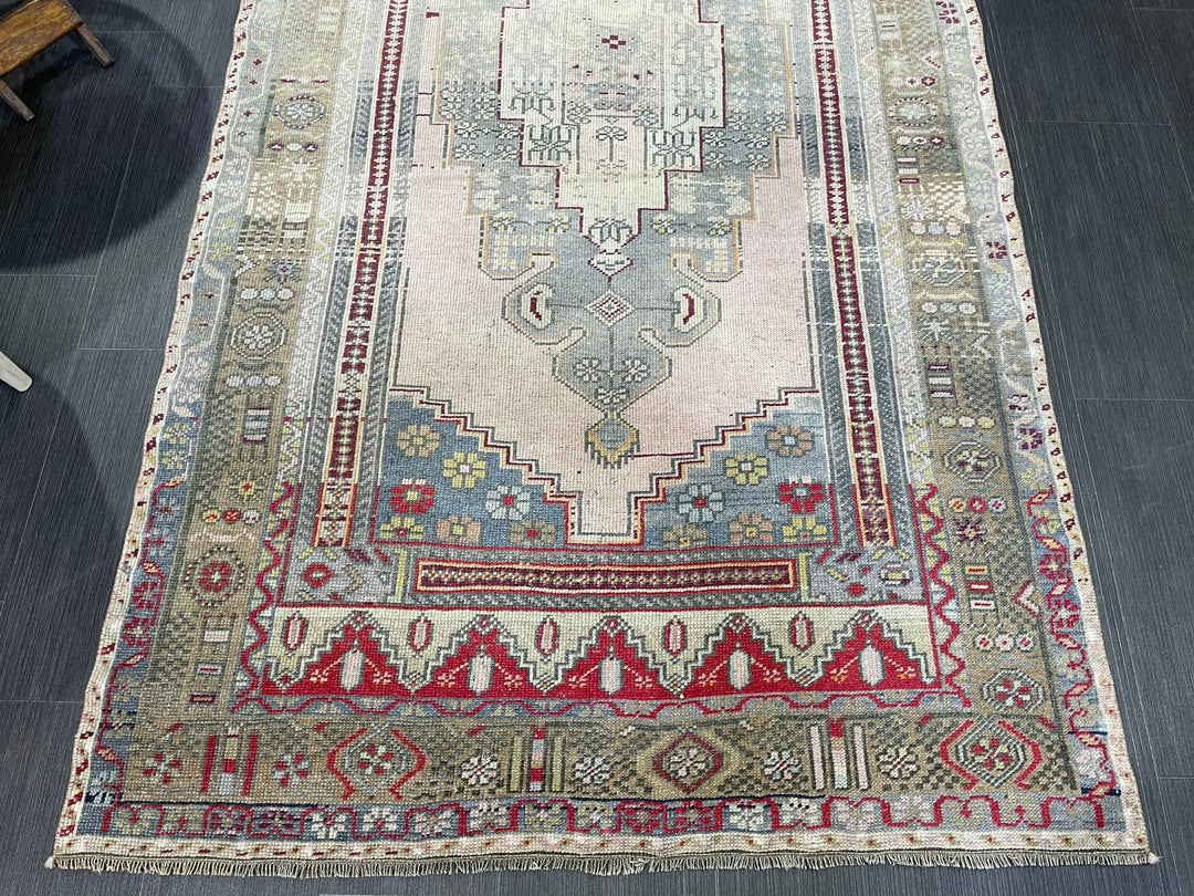 Rust Turkish Oushak Rug 4' 3" x 7' 6" Hand-Knotted detail