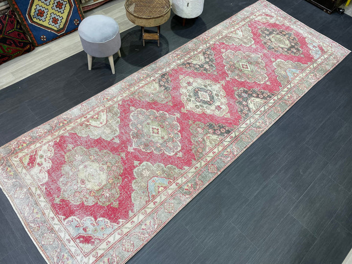 Beige Turkish Runner Rug 4' 3" x 11' 7" Hand-Knotted | No. WR88471