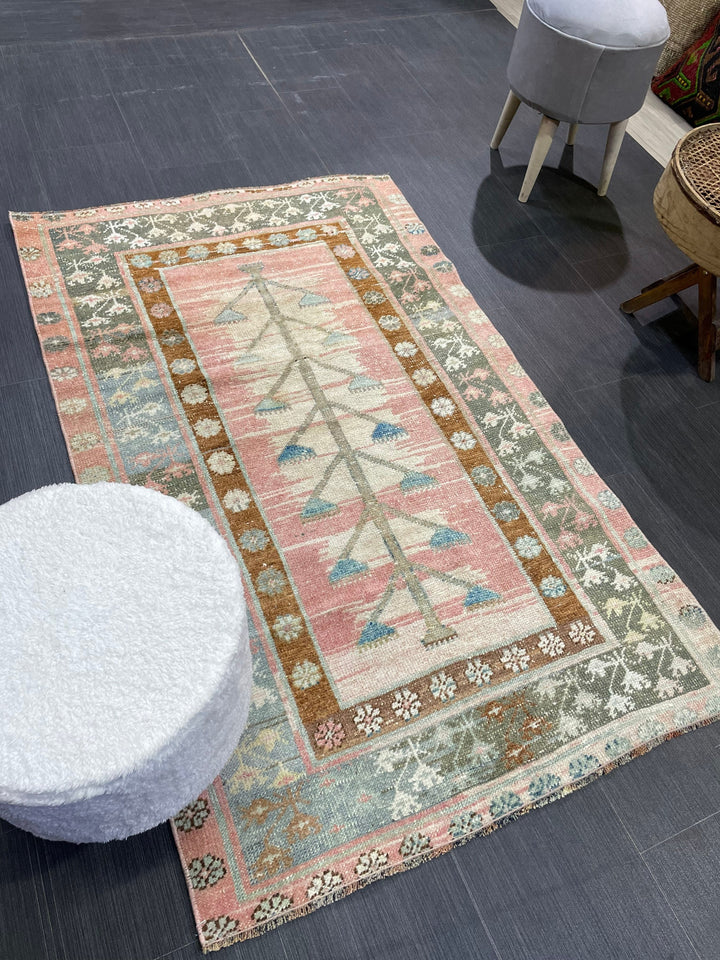 Turkish Oushak Rug 3' 1" x 5' 1" Hand-Knotted border