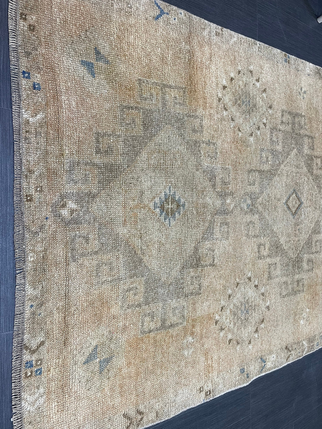 Beige Turkish Runner Rug 4' 2" x 10' 9" Hand-Knotted reverse
