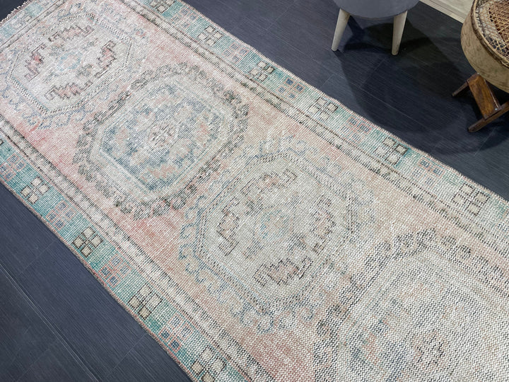 Beige Turkish Runner Rug 3' 10" x 11' 3" Hand-Knotted pattern