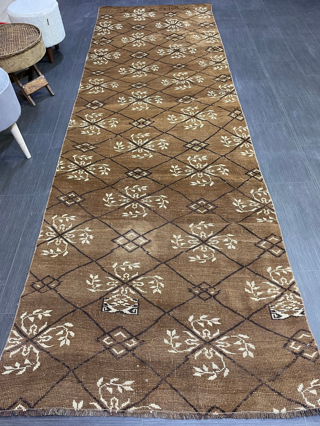 Rust Turkish Runner Rug 3' 6" x 11' 3" Hand-Knotted view 9