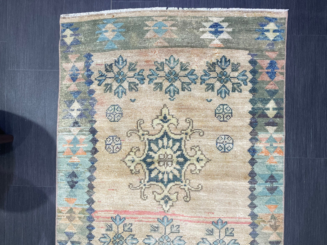Beige Turkish Runner Rug 3' 1" x 9' Hand-Knotted view