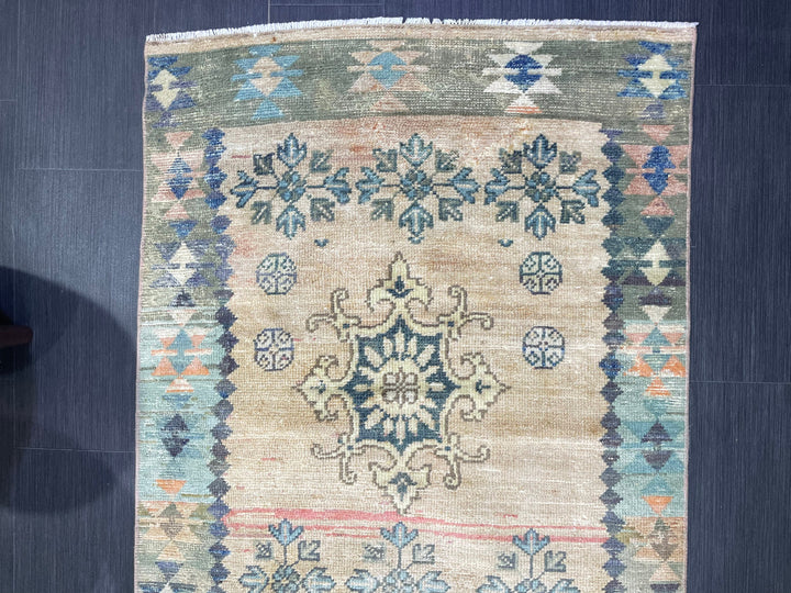 Beige Turkish Runner Rug 3' 1" x 9' Hand-Knotted view