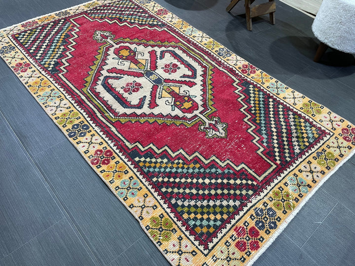 Beige Turkish Oushak Rug 3' 3" x 5' 7" Hand-Knotted