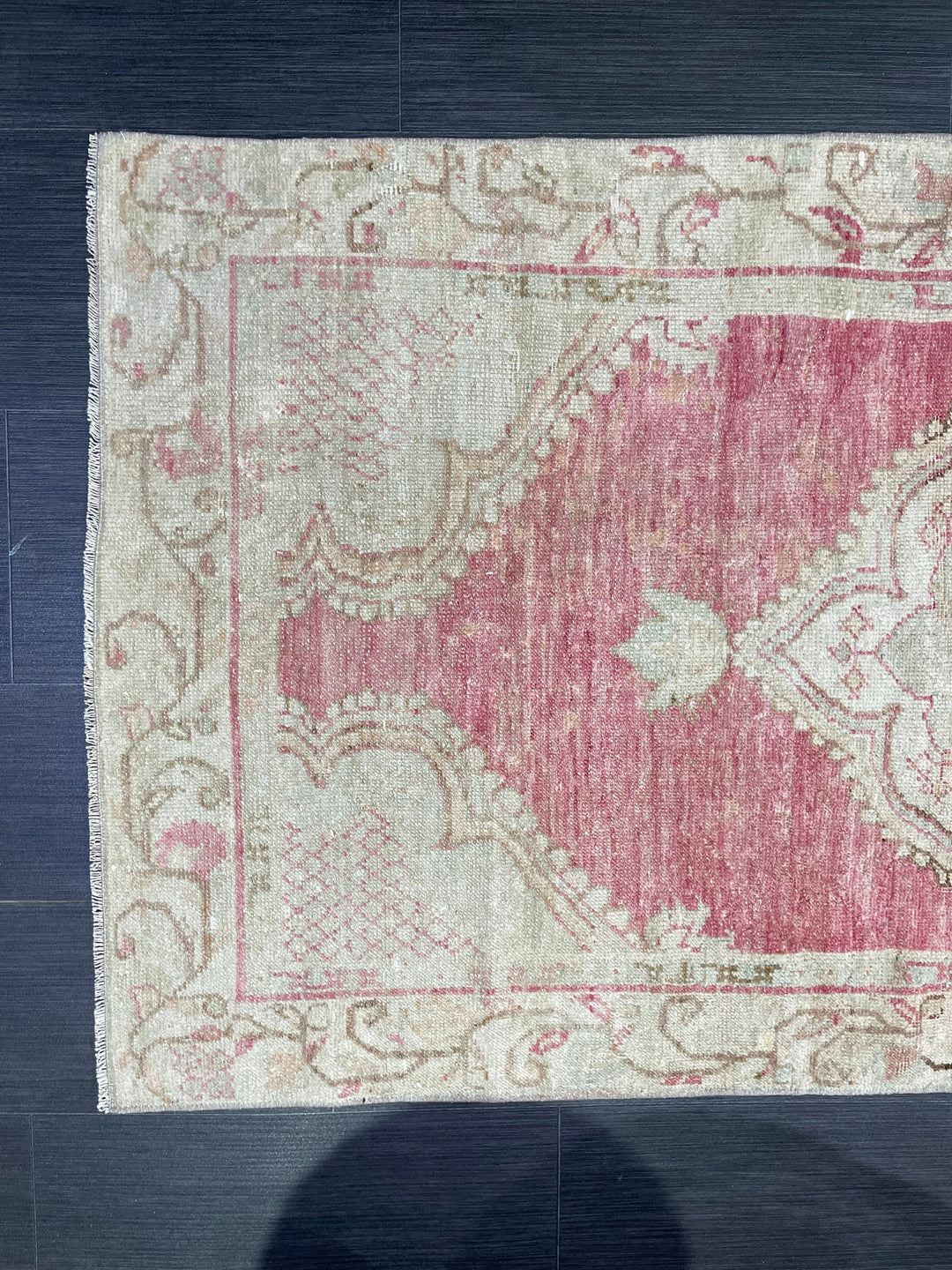 Beige Turkish Oushak Rug 2' 11" x 5' 5" Hand-Knotted reverse