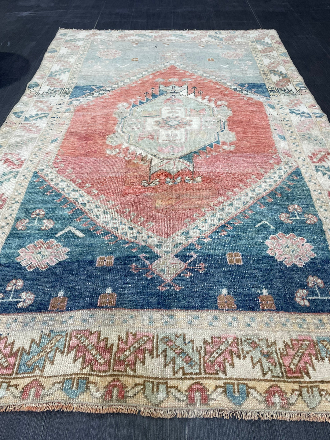 Turkish Oushak Rug 3' 11" x 6' 4" Hand-Knotted reverse