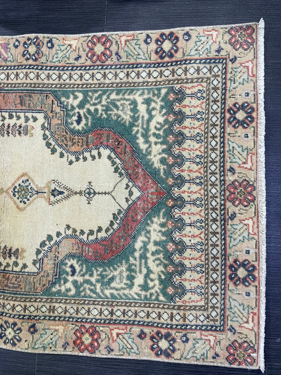 Turkish Oushak Rug 2' 5" x 3' 10" Hand-Knotted border
