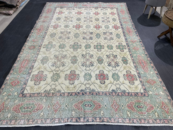 Rust Turkish Runner Rug 5' 8" x 9' 4" Hand-Knotted texture