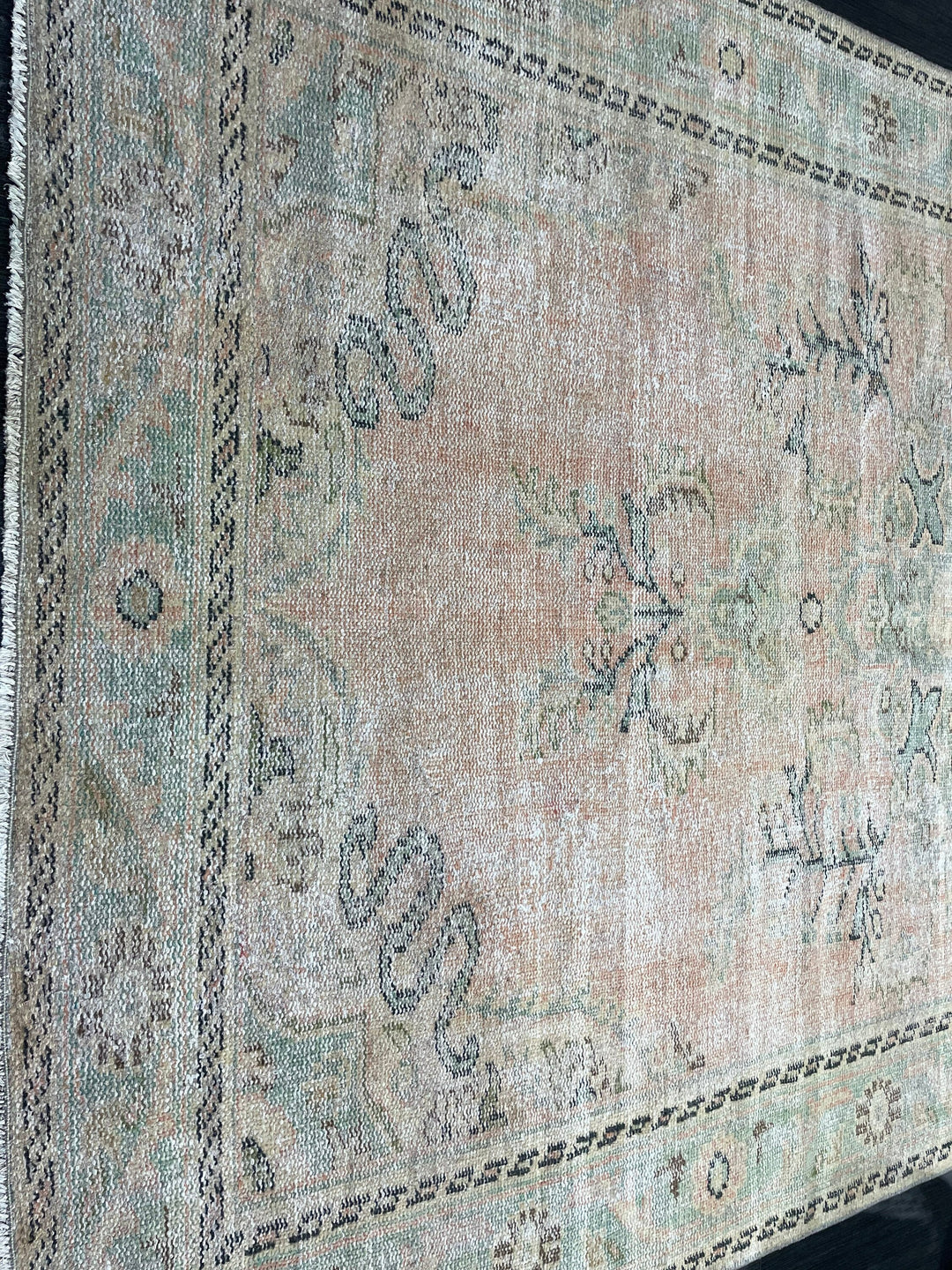 Pink Turkish Oushak Rug 5' 9" x 9' 2" Hand-Knotted close-up