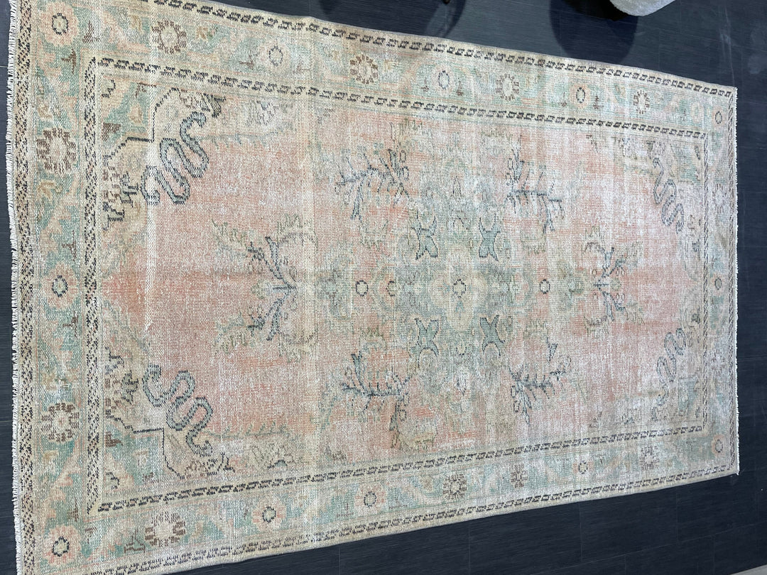 Pink Turkish Oushak Rug 5' 9" x 9' 2" Hand-Knotted view 9