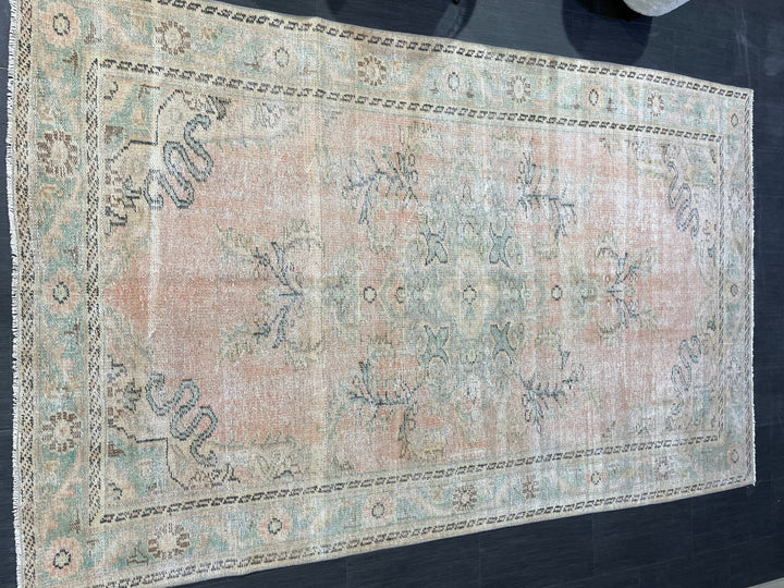 Pink Turkish Oushak Rug 5' 9" x 9' 2" Hand-Knotted view 9