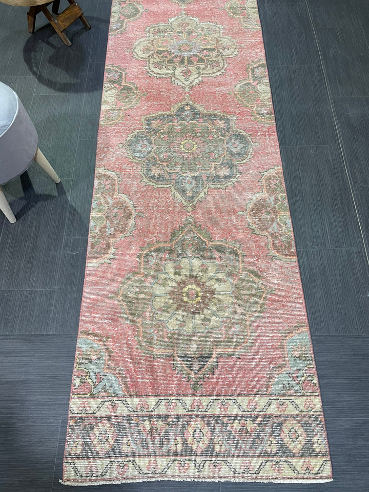 Turkish Runner Rug 2' 8" x 12' 6" Hand-Knotted texture