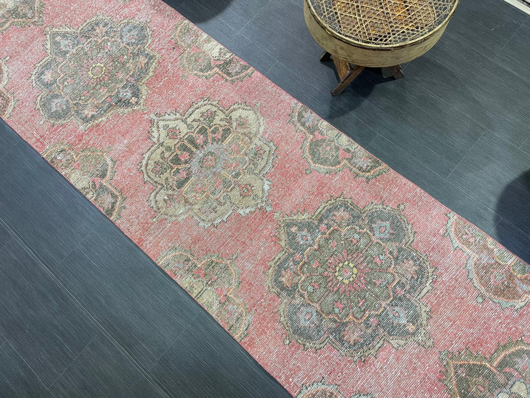 Turkish Runner Rug 2' 8" x 12' 6" Hand-Knotted reverse