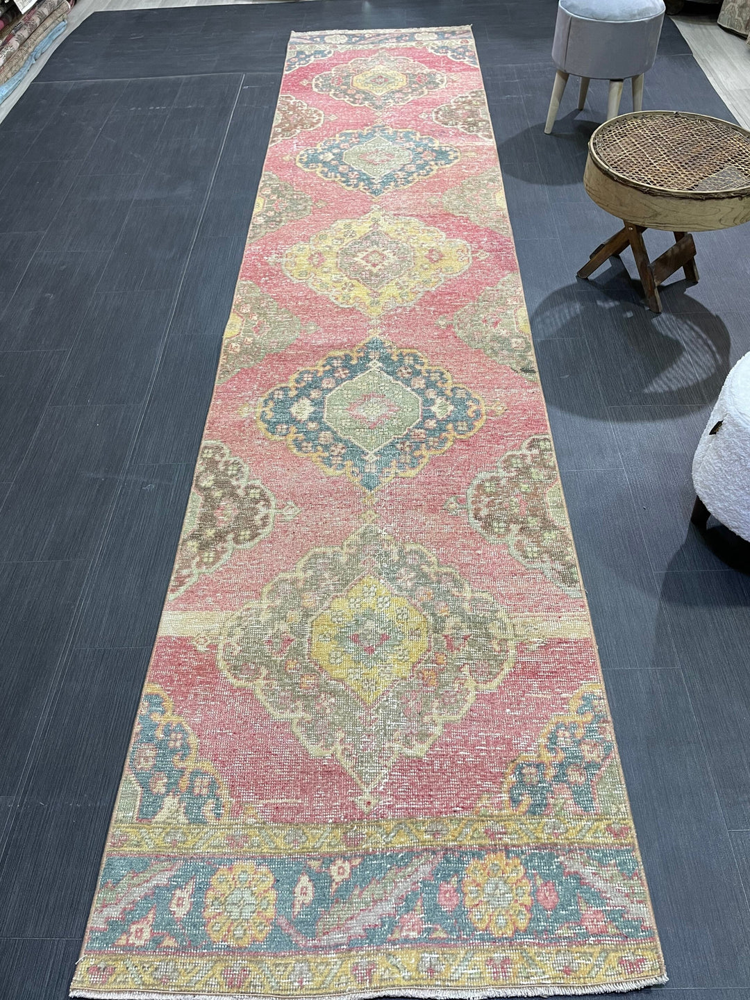 Turkish Runner Rug 2' 9" x 12' 8" Hand-Knotted field