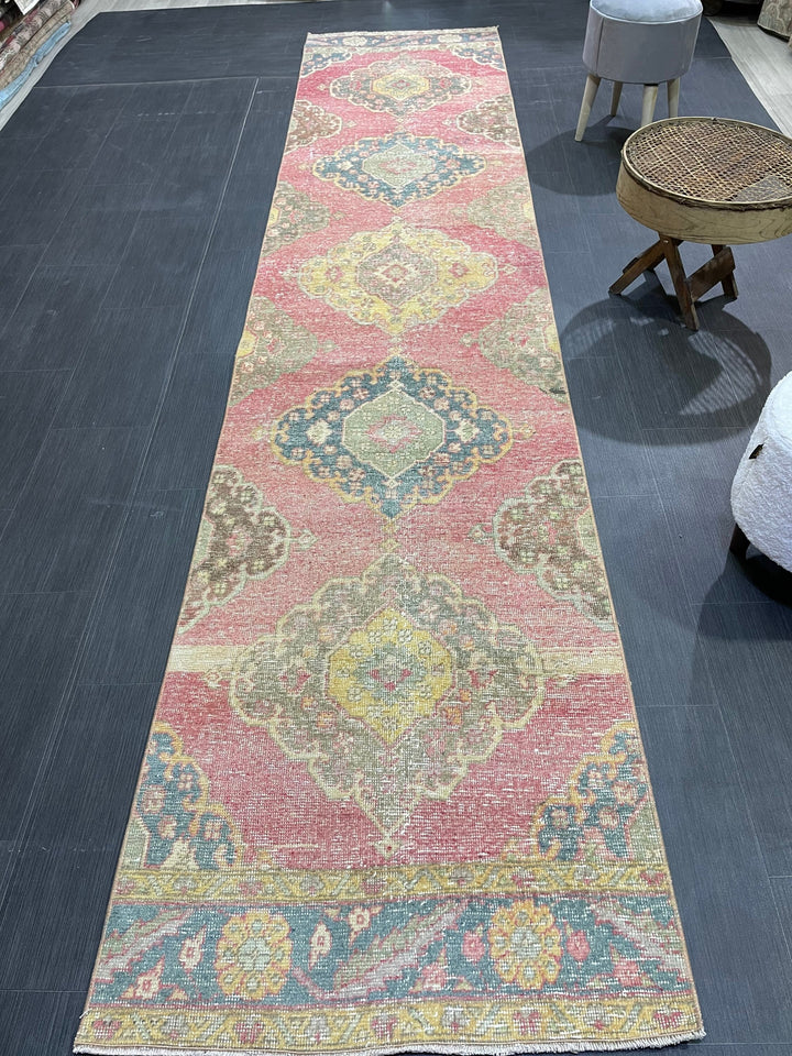 Turkish Runner Rug 2' 9" x 12' 8" Hand-Knotted field