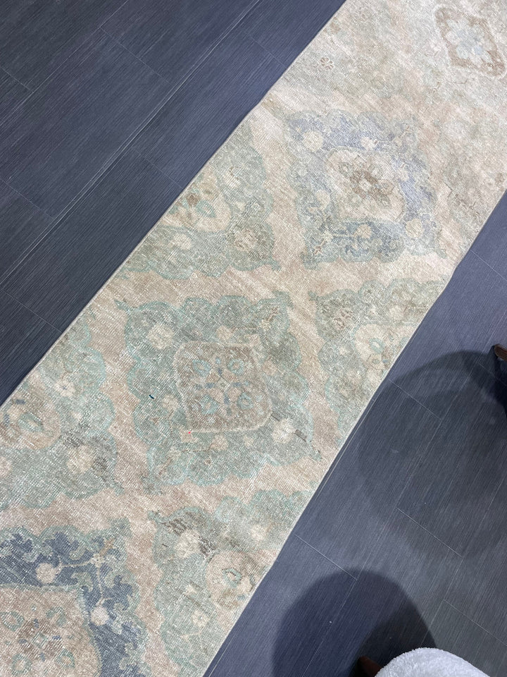 Beige Turkish Runner Rug 2' 6" x 12' 7" Hand-Knotted view 9